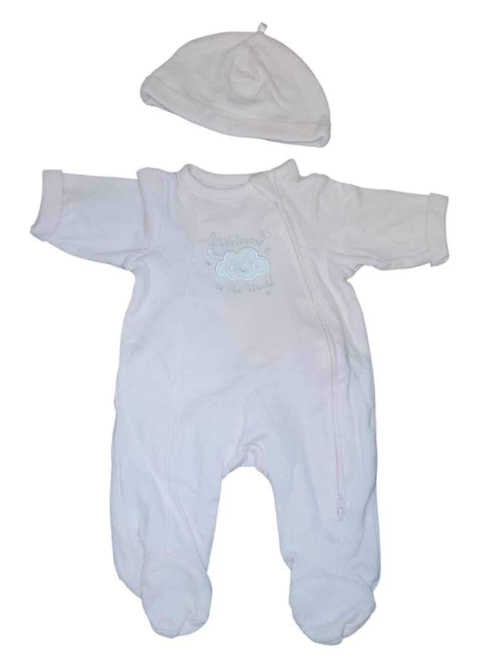2 Piece Baby Clothes Preemie Sleeper Onesie Beanie Hat Girl Pink Romper